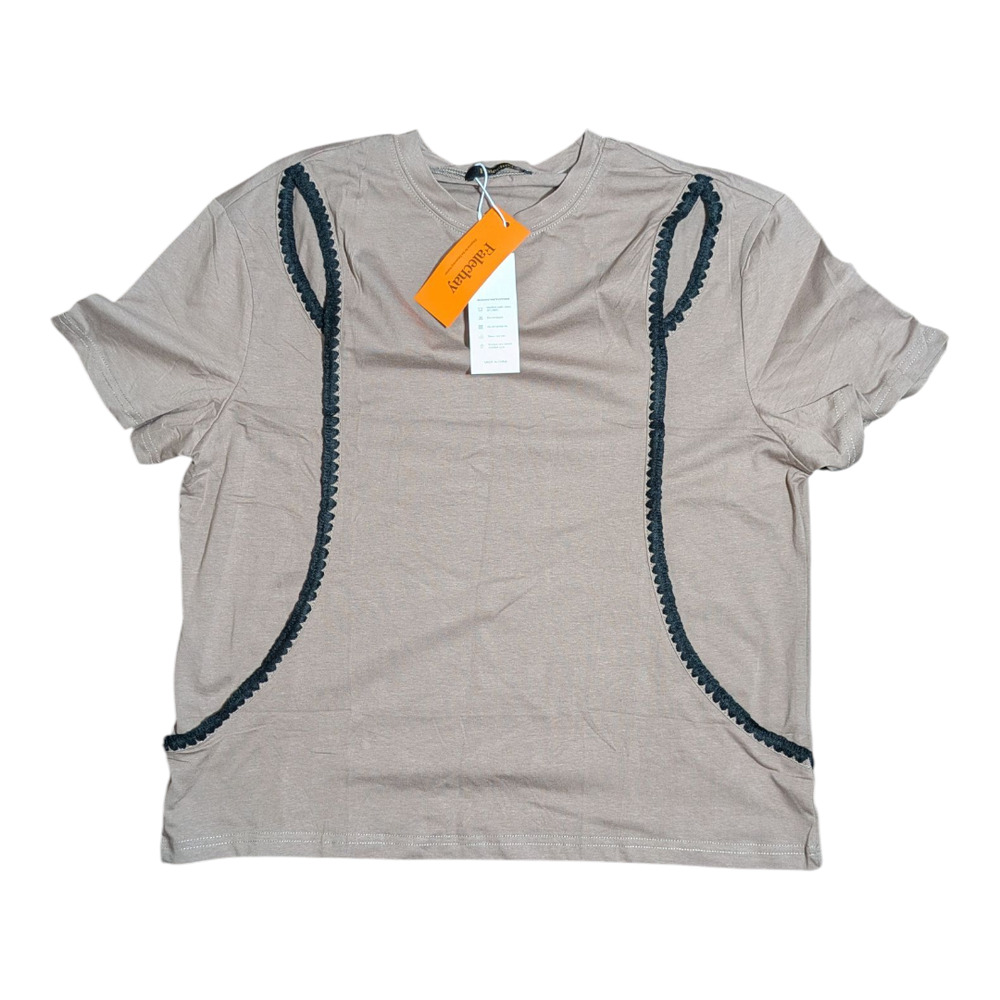 Falechay - Women's Top  New with Tags -Grey with Black Accent  - Size Small